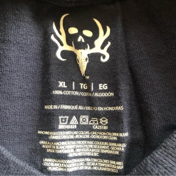 Bone Collector long sleeve tee shirt. Navy blue/lime green. Size XL - Picture 4 of 4